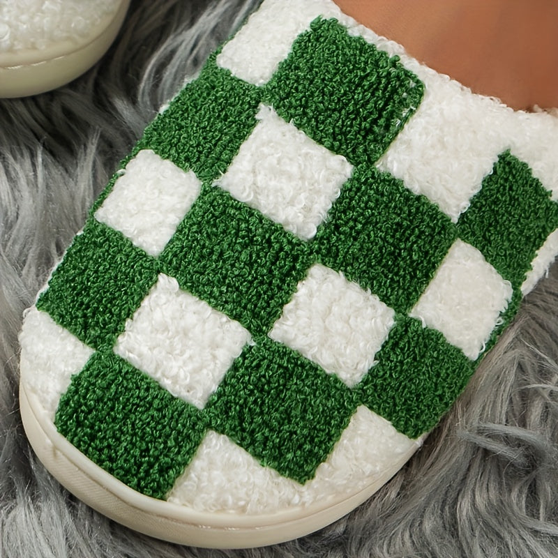 Chaussons Damier - Blanc et vert