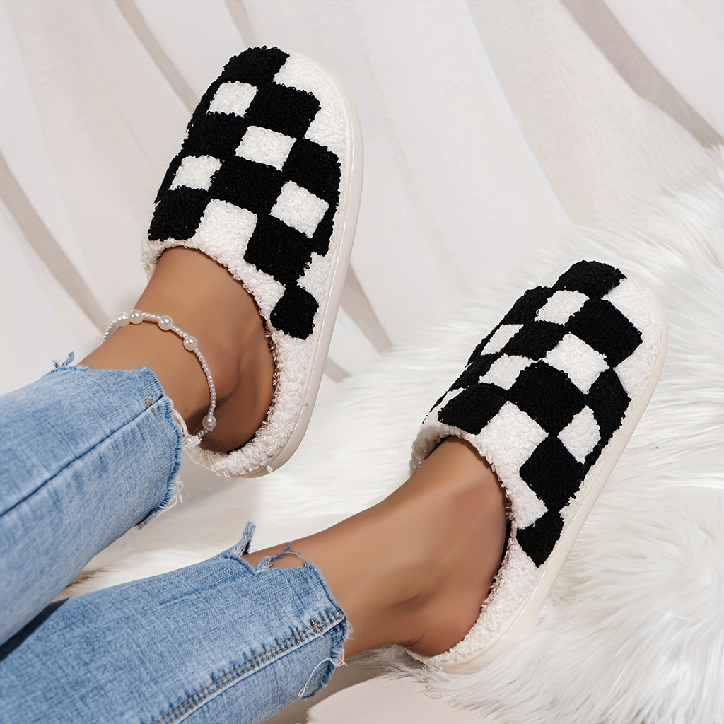 Pantoufles Damier noir et blanc