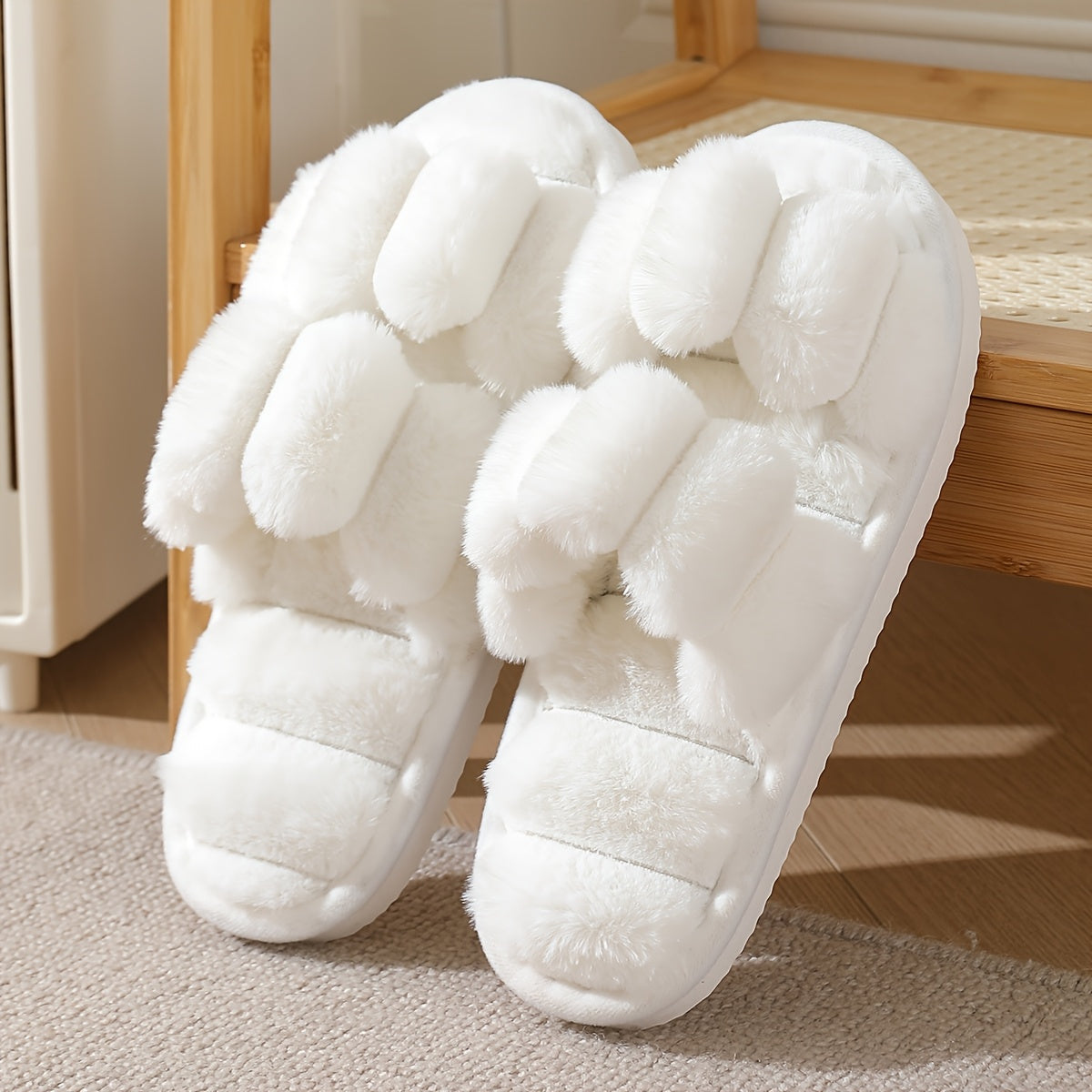 Sandales d'interieur femme blancs ouverts sandales