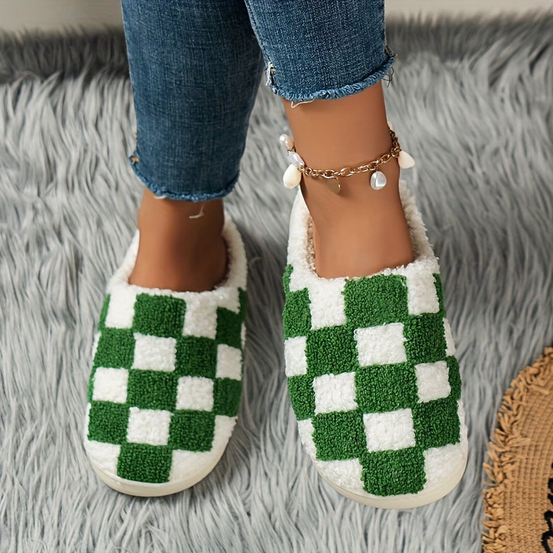 Chaussons Damier - Blanc et vert