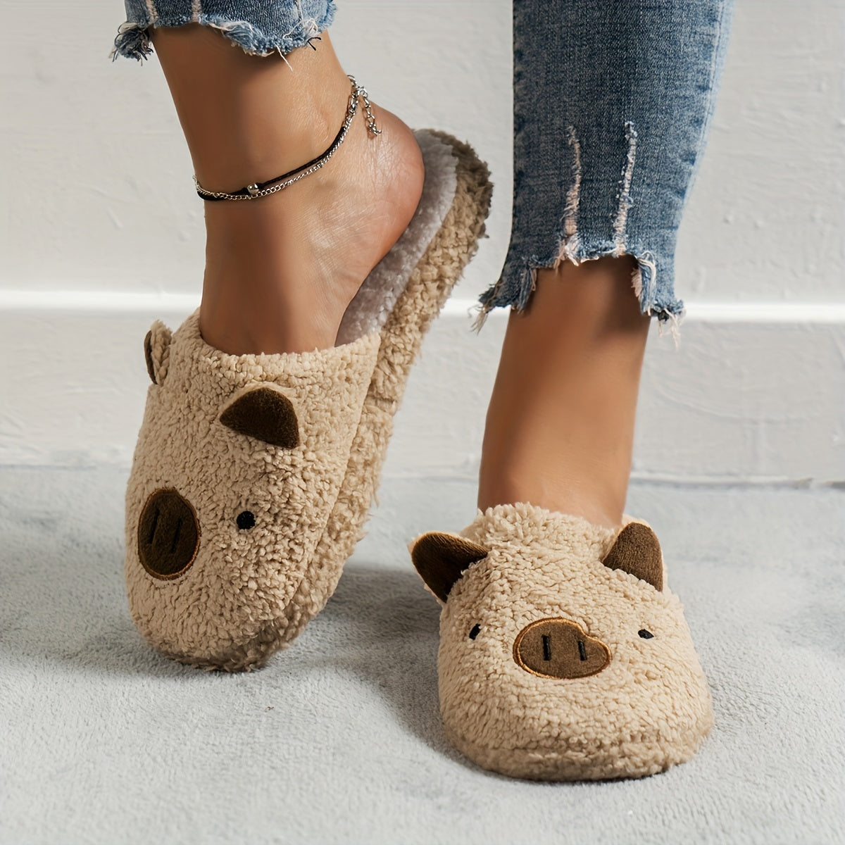 Pantoufles Cochons brune