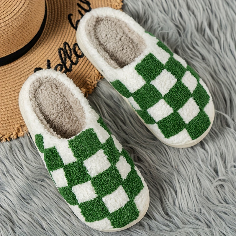 Chaussons Damier - Blanc et vert