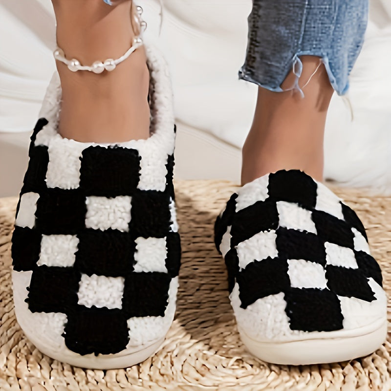 Pantoufles Damier noir et blanc