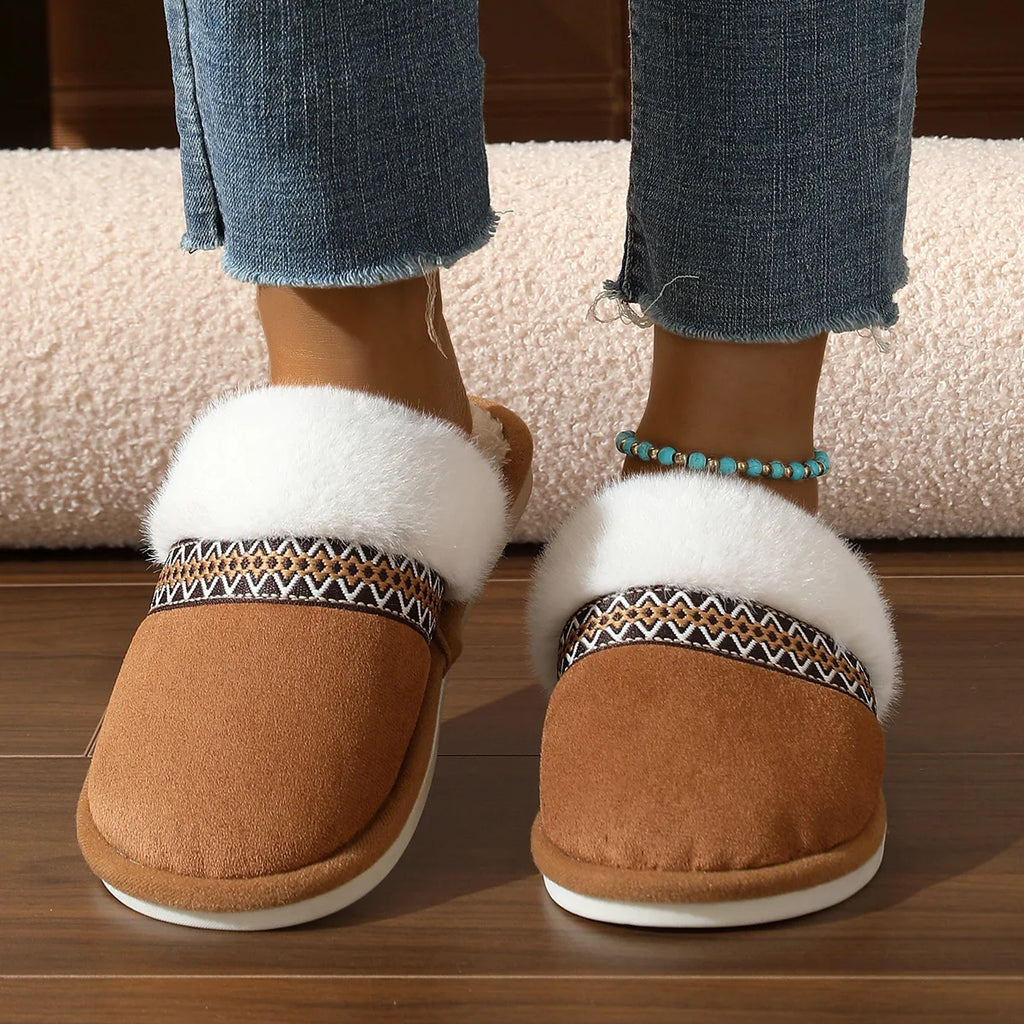 Warme pantoffels beige