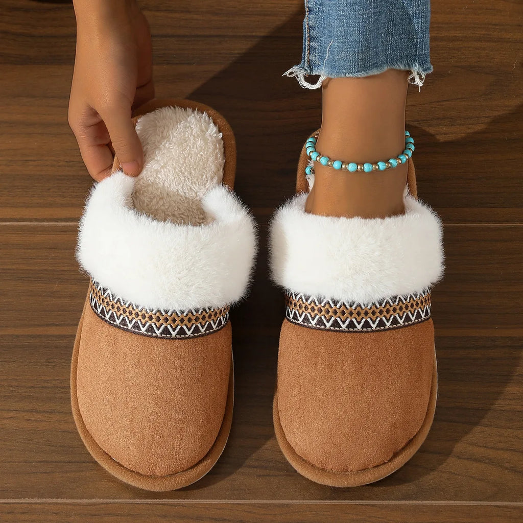 Warme pantoffels beige