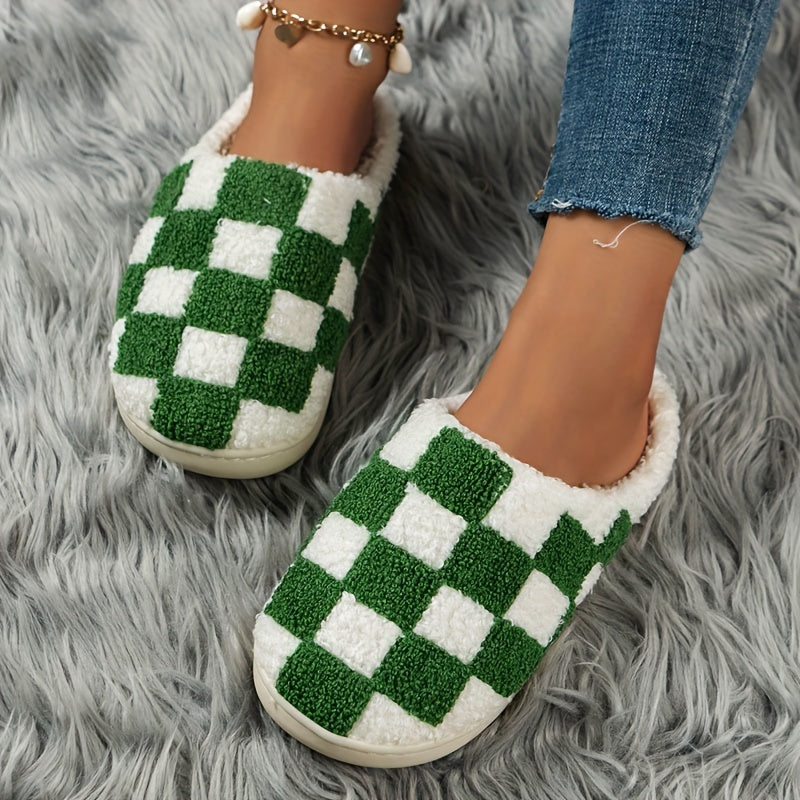 Chaussons Damier - Blanc et vert