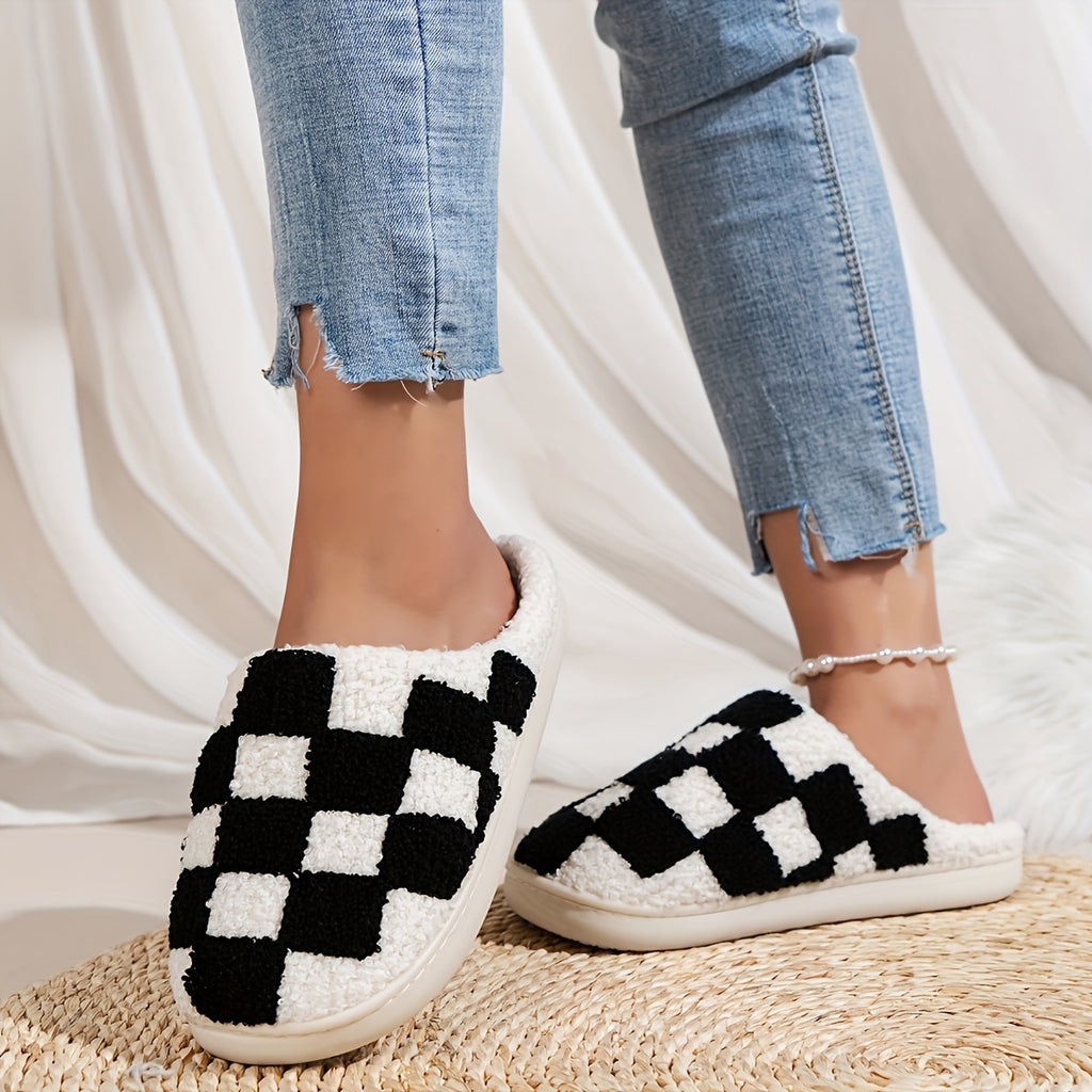 Pantoufles Damier noir et blanc